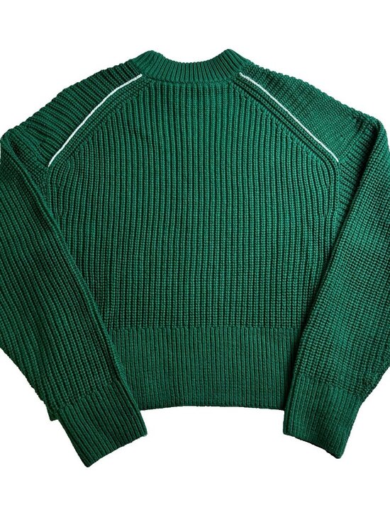 Everlane Womens Organic Cotton Chunky Knit Sweater Green Small Cropped Minimalis - Picture 4 of 12